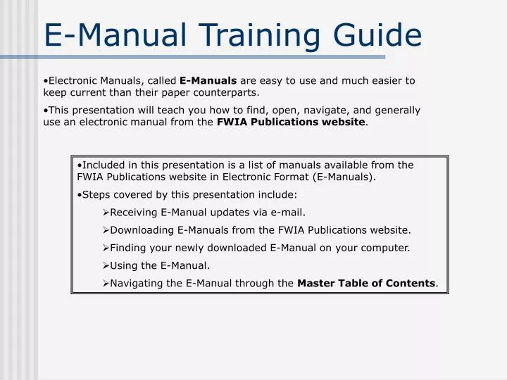 e manual training guide