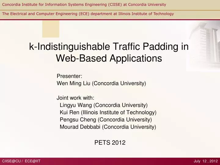 k indistinguishable traffic padding in web based applications