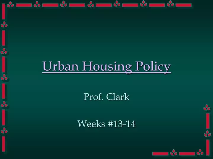 urban housing policy