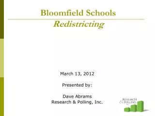 Bloomfield Schools Redistricting