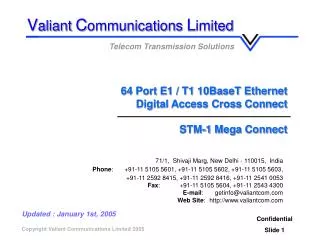 64 Port E1 / T1 10BaseT Ethernet Digital Access Cross Connect STM-1 Mega Connect