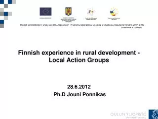 Finnish experience in rural development - Local Action Groups