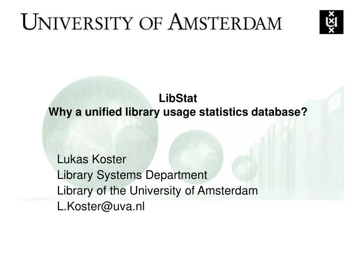 libstat why a unified library usage statistics database