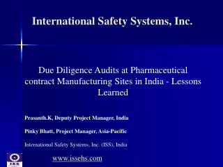 Due Diligence Audit By Pinky Bhat & Prashant K. , ISS