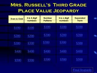 Mrs. Russell’s Third Grade Place Value Jeopardy