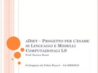 adiet progetto per l esame di linguaggi e modelli computazionali ls