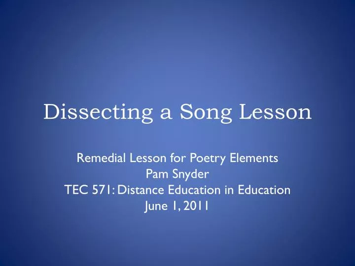 dissecting a song lesson