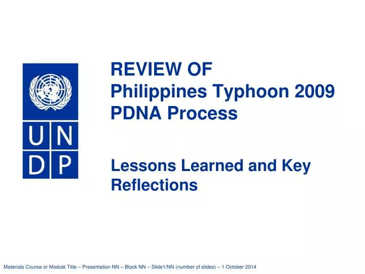 review of philippines typhoon 2009 pdna process
