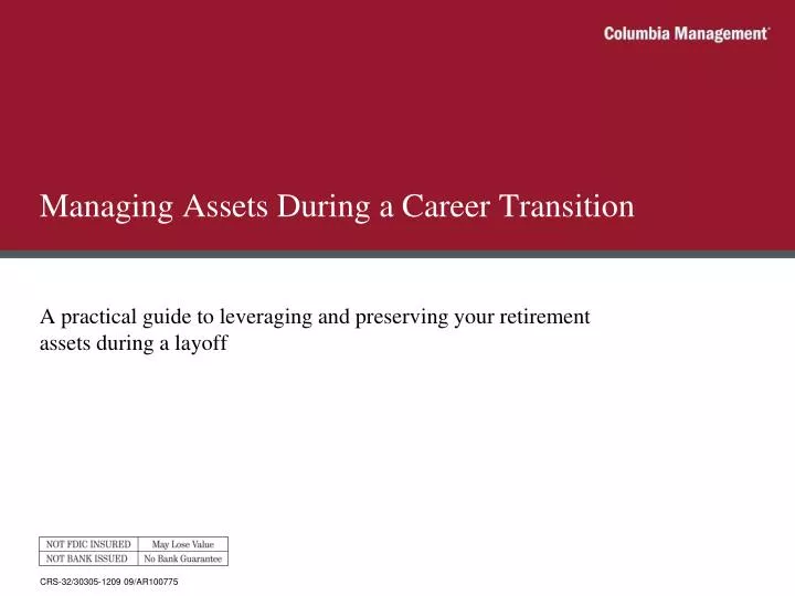 managing assets during a career transition