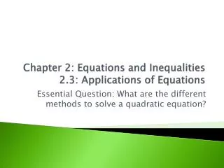 Chapter 2: Equations and Inequalities 2.3: Applications of Equations