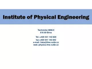 Institute of Physical Engineering