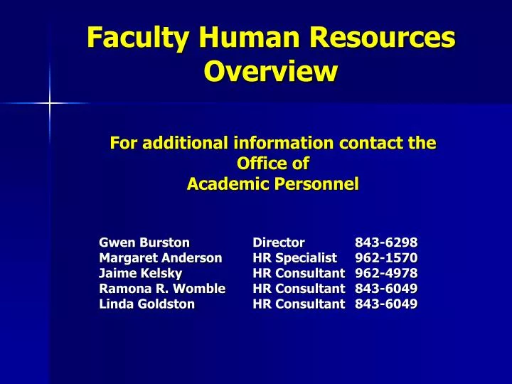 faculty human resources overview