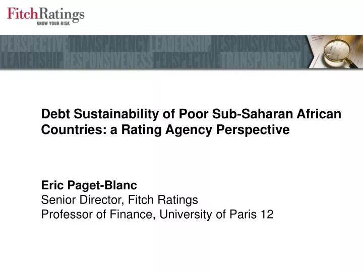debt sustainability of poor sub saharan african countries a rating agency perspective
