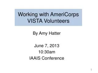 Working with AmeriCorps VISTA Volunteers