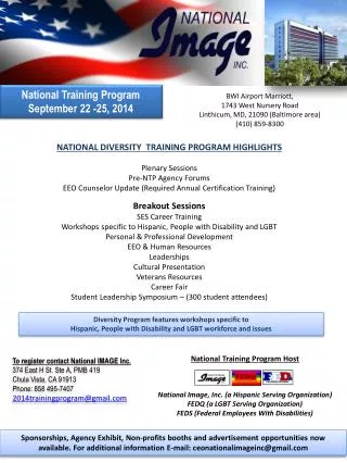 National Training Program September 22 -25, 2014