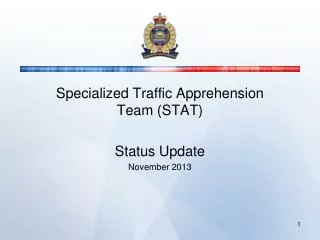 Specialized Traffic Apprehension Team (STAT) Status Update November 2013