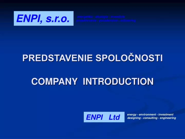 predstavenie spolo nosti company introduction