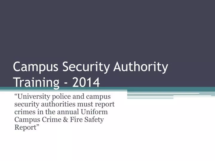 campus security authority training 2014