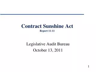 Contract Sunshine Act Report 11-11
