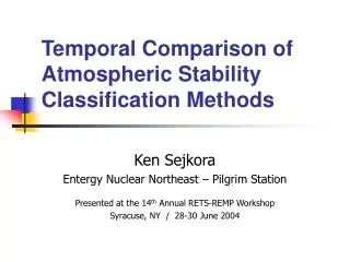 Temporal Comparison of Atmospheric Stability Classification Methods