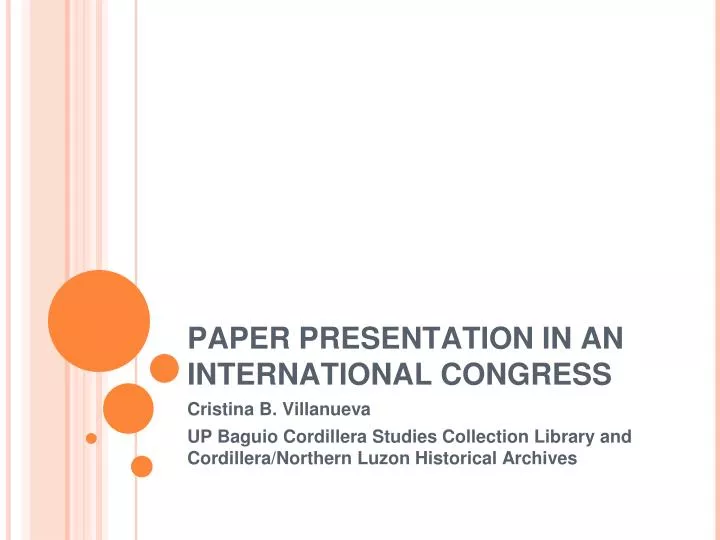 paper presentation in an international congress