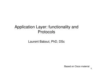 Application Layer: functionality and Protocols