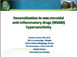 Desensitization in non-steroidal anti-inflammatory drugs (NSAID) hypersensitivity