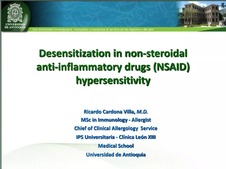 desensitization in non steroidal anti inflammatory drugs nsaid hypersensitivity