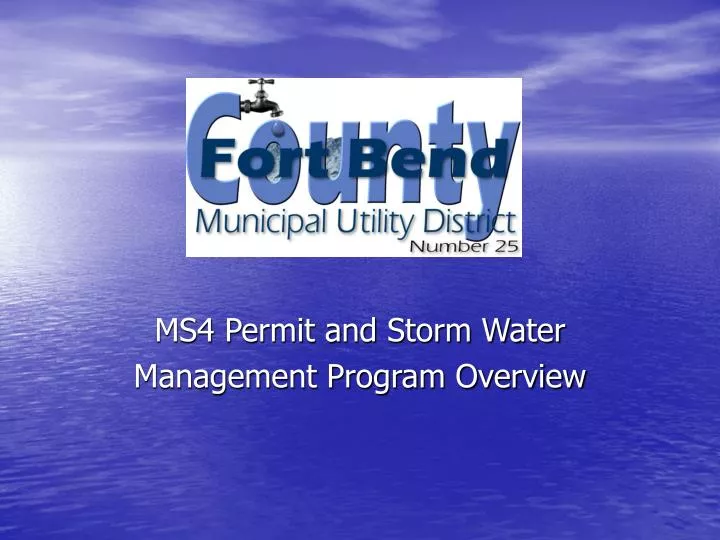 ms4 permit and storm water management program overview