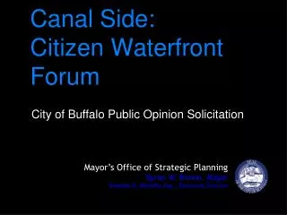 Canal Side: Citizen Waterfront Forum