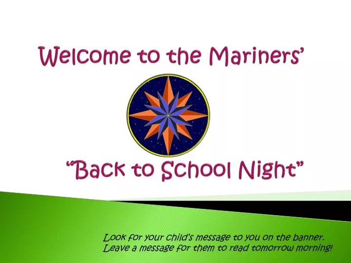 welcome to the mariners back to school night
