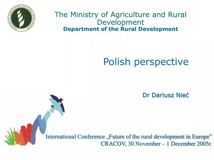 the ministry of agriculture and rural development department of the rural development