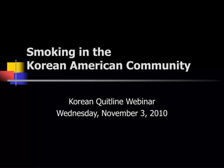 smoking in the korean american community