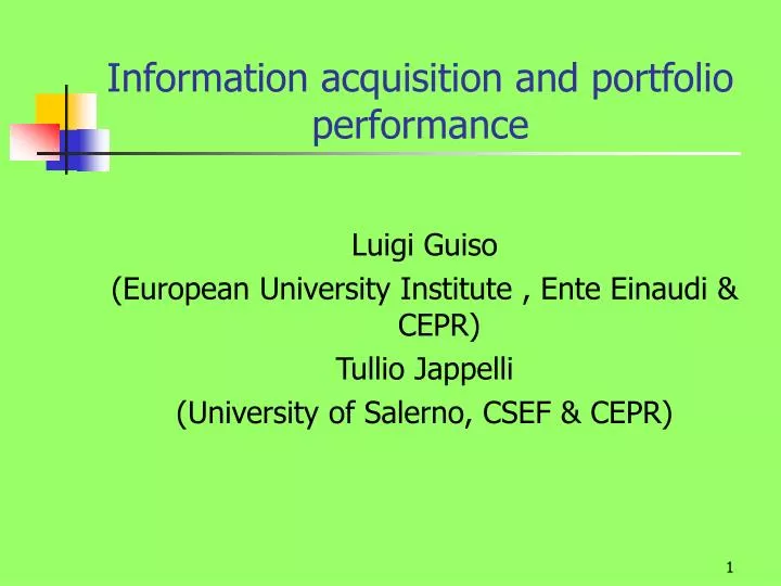 information acquisition and portfolio performance