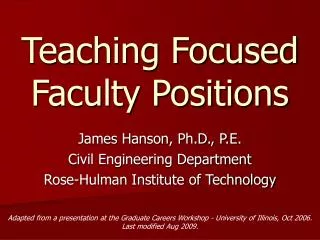 Teaching Focused Faculty Positions