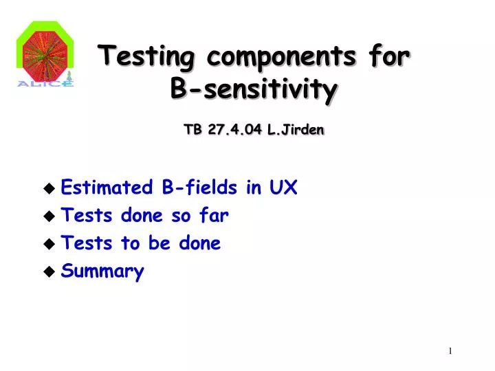 testing components for b sensitivity tb 27 4 04 l jirden