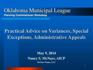 May 9, 2014 Nancy S. McNayr, AICP McNayr Paque, LLC