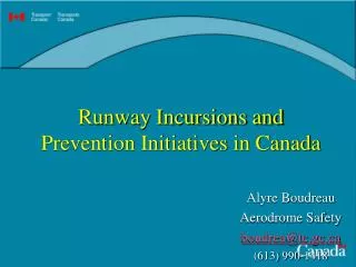 Runway Incursions and Prevention Initiatives in Canada