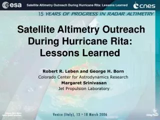 Satellite Altimetry Outreach During Hurricane Rita: Lessons Learned