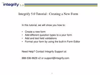 Integrify 5.0 Tutorial : Creating a New Form