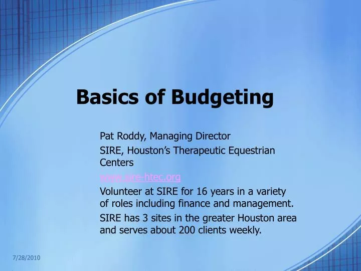 basics of budgeting