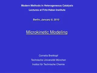 Microkinetic Modeling