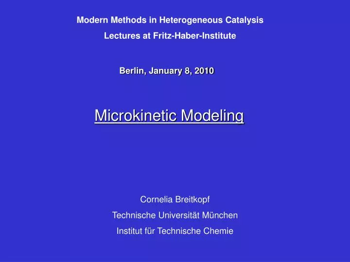 microkinetic modeling