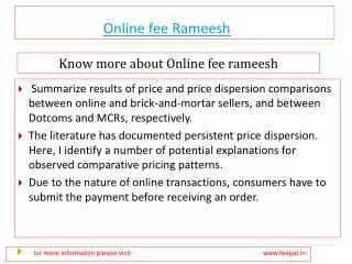 New update about online fee rameesh