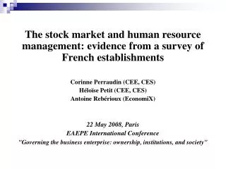 The stock market and human resource management: evidence from a survey of French establishments