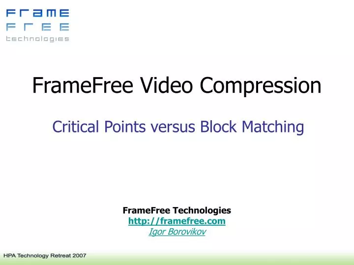 framefree video compression