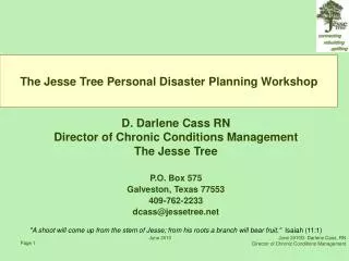 The Jesse Tree Personal Disaster Planning Workshop