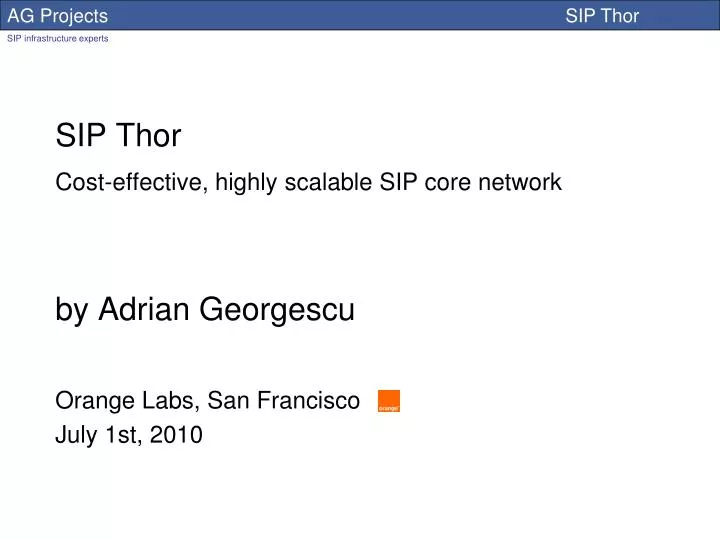 sip thor cost effective highly scalable sip core network