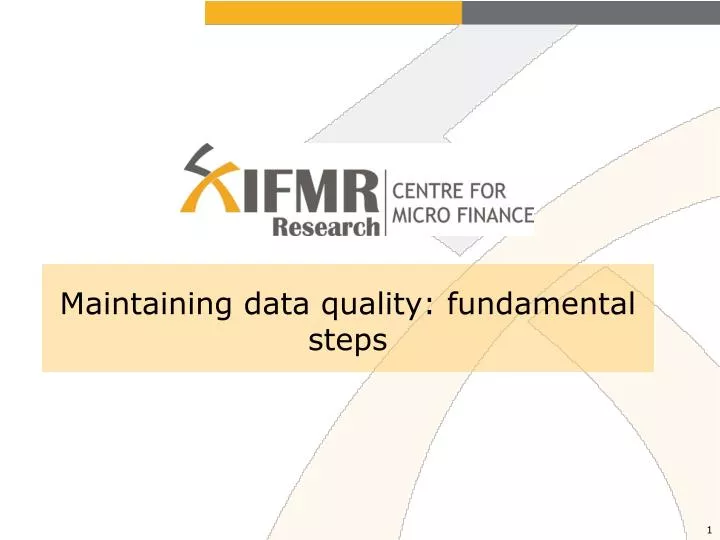 maintaining data quality fundamental steps
