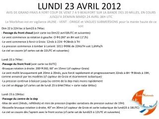 lundi 23 avril 2012